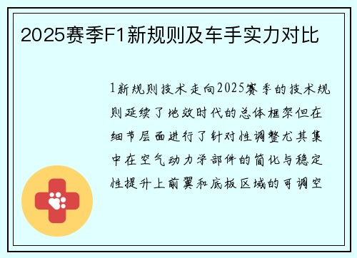 2025赛季F1新规则及车手实力对比